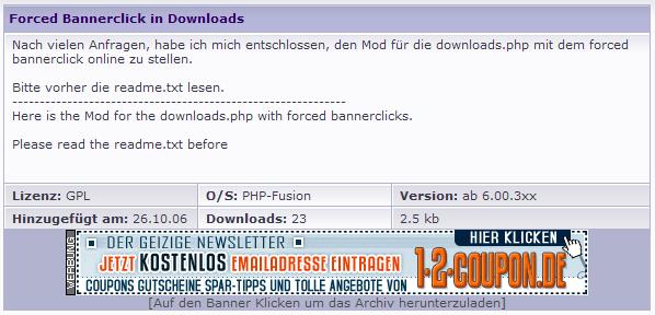 Forced Bannerclick in Downloads